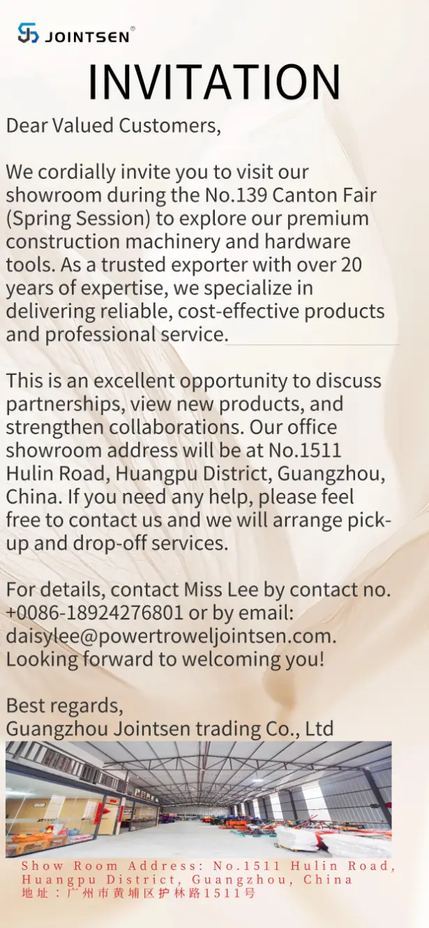 Maligayang pagdating sa pagbisita sa aming showroom ng construction machinery at hardware tools